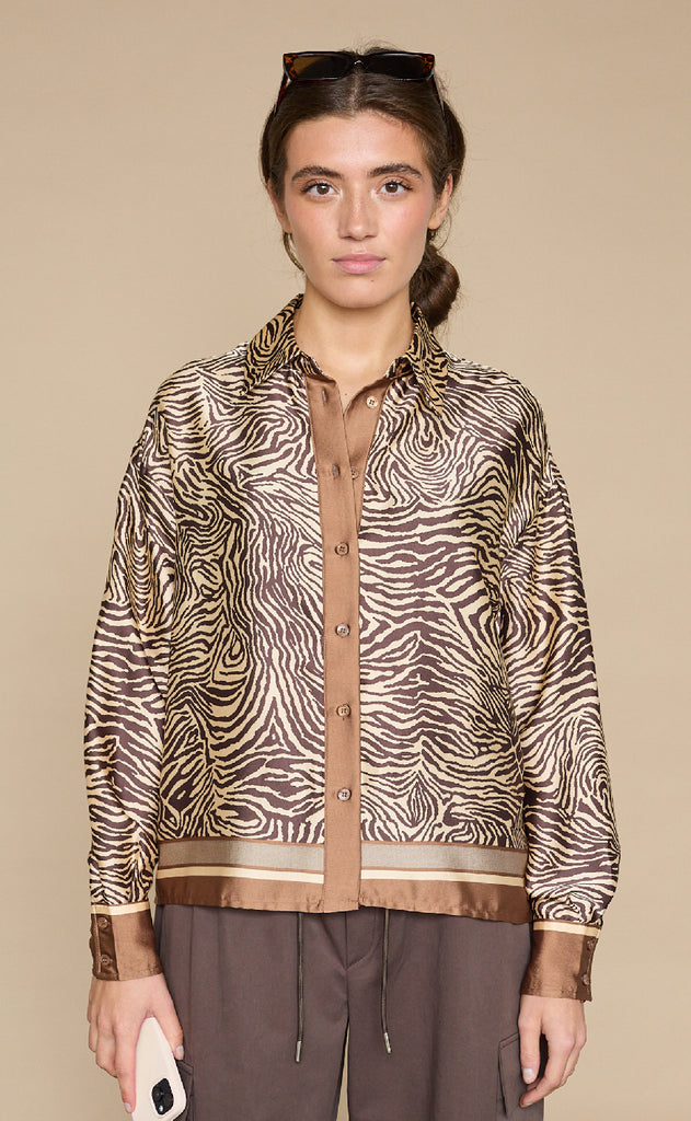 Love & Divine Bluse - Love1393-1 - Brown Zebra