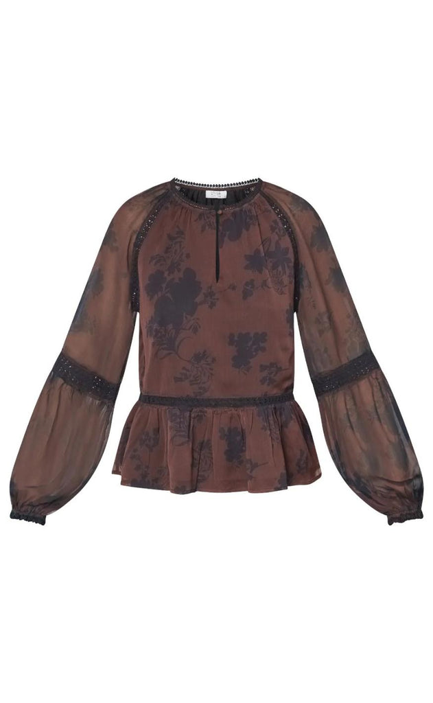 Love & Divine Bluse - Love1407 - Bordeaux/Flower