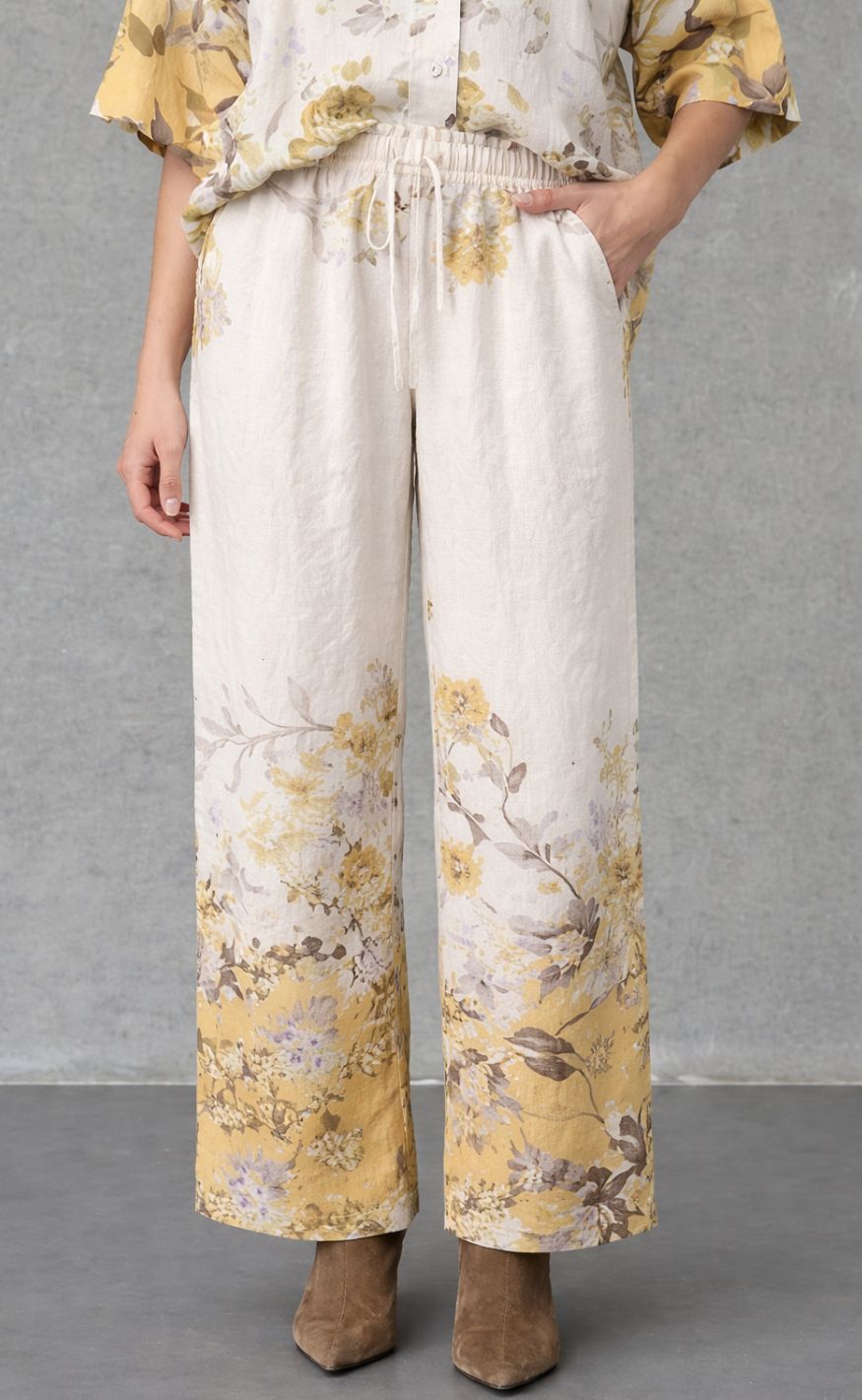 Love & Divine Bukser - Love207-44 - Yellow/Brown Flower