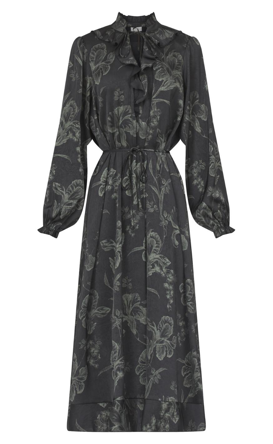 Love & Divine Kjole - Love1194-2 - Black/Green Flower