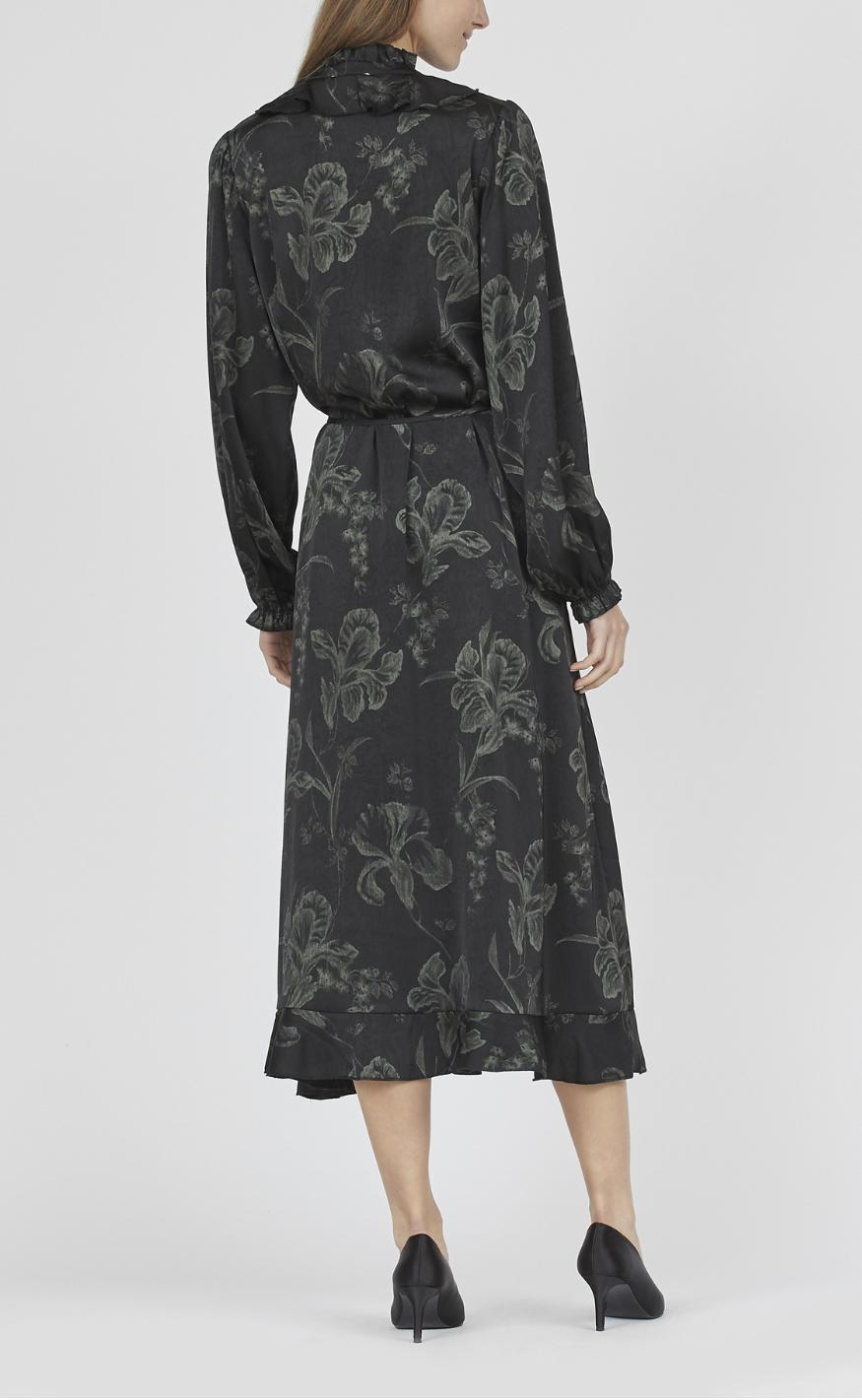Love & Divine Kjole - Love1194-2 - Black/Green Flower