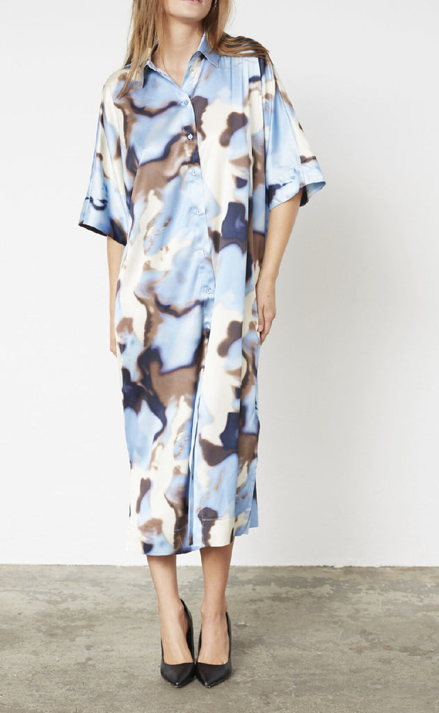 Love & Divine Kjole - Love1397 - Blue Waterprint