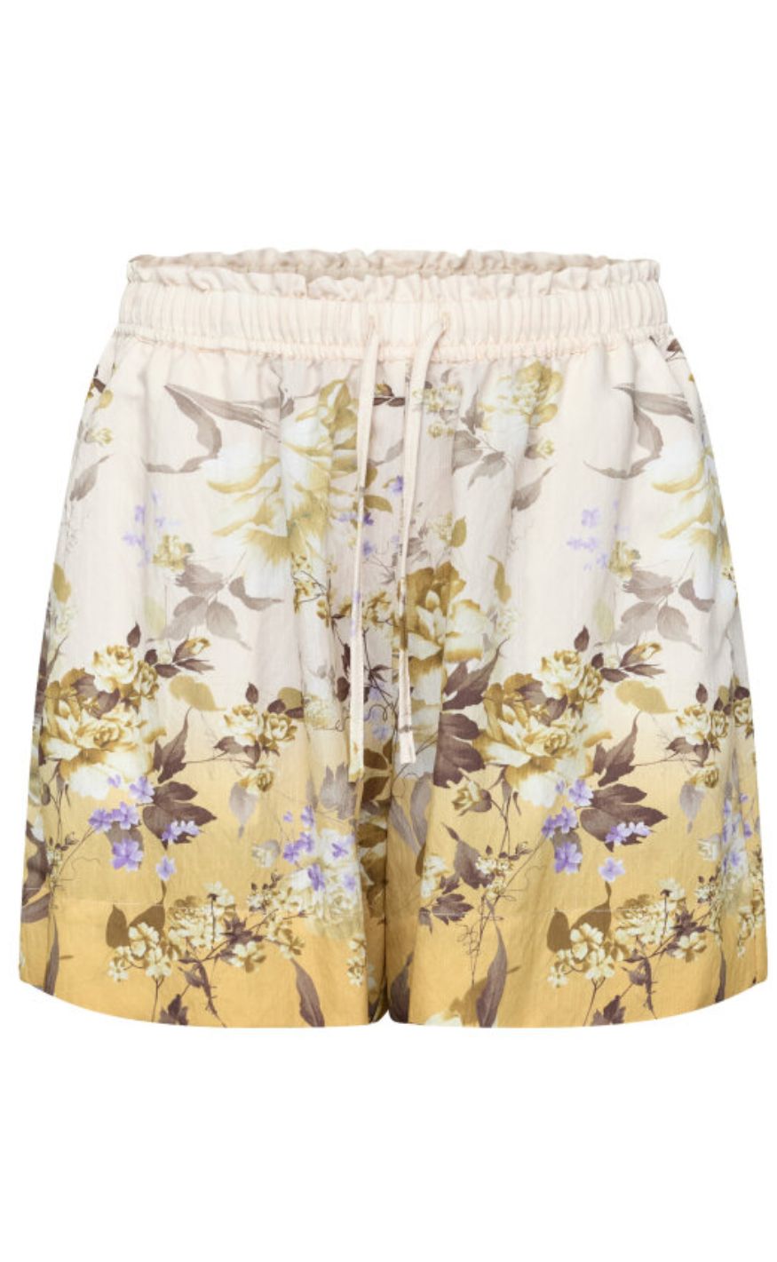 Love & Divine Shorts - love970-13 - Yellow/Brown Flower