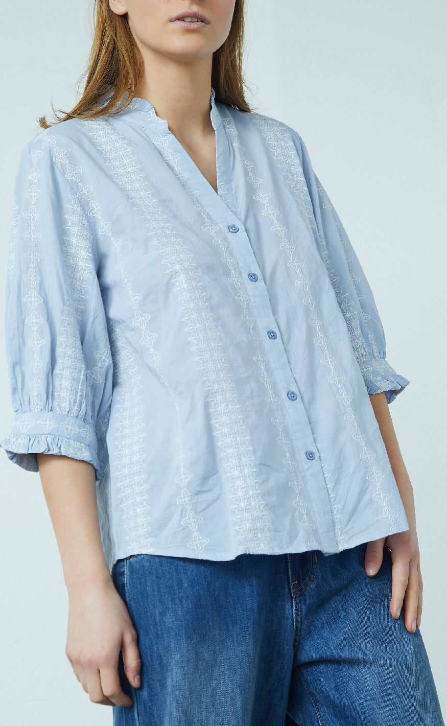 Love & Divine Skjorte - Love1298 - L. Blue/White