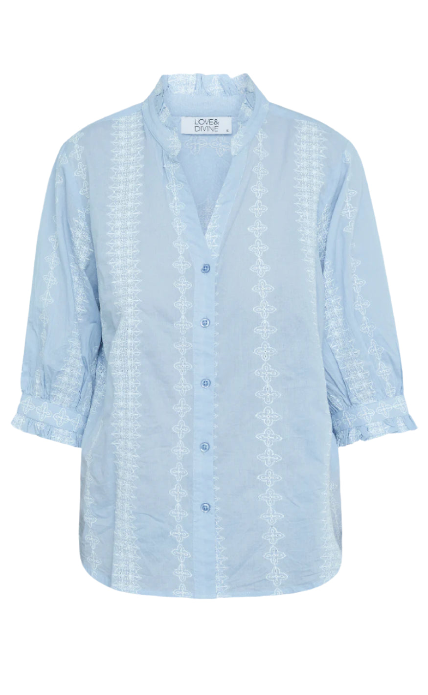 Love & Divine Skjorte - Love1298 - L. Blue/White