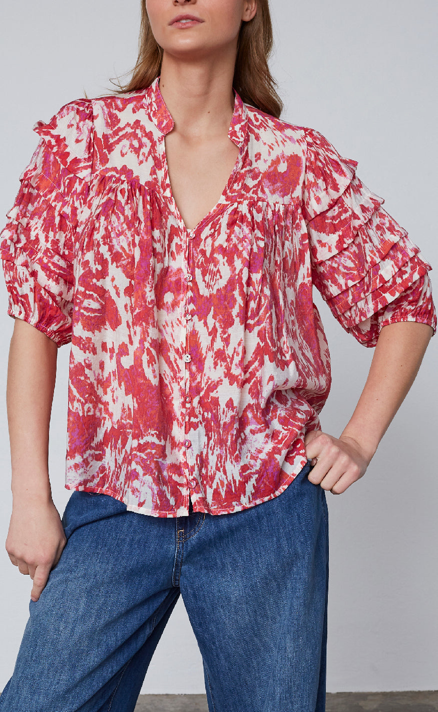 Love & Divine Skjorte - Love1336-1 - Red Ethnic