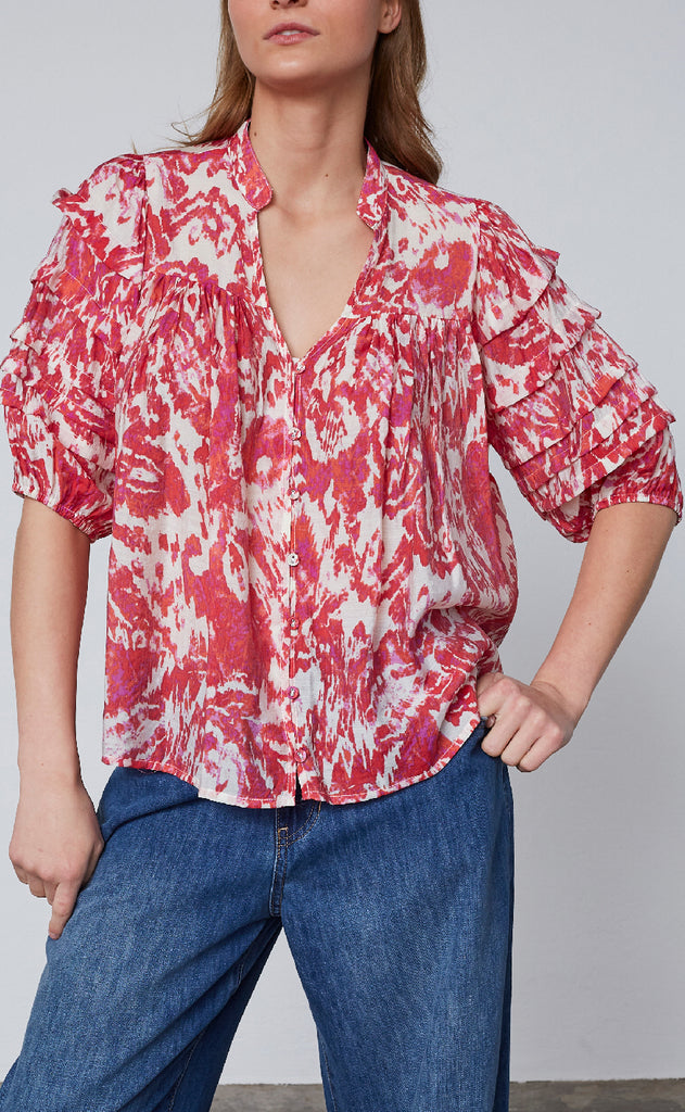 Love & Divine Skjorte - Love1336-1 - Red Ethnic