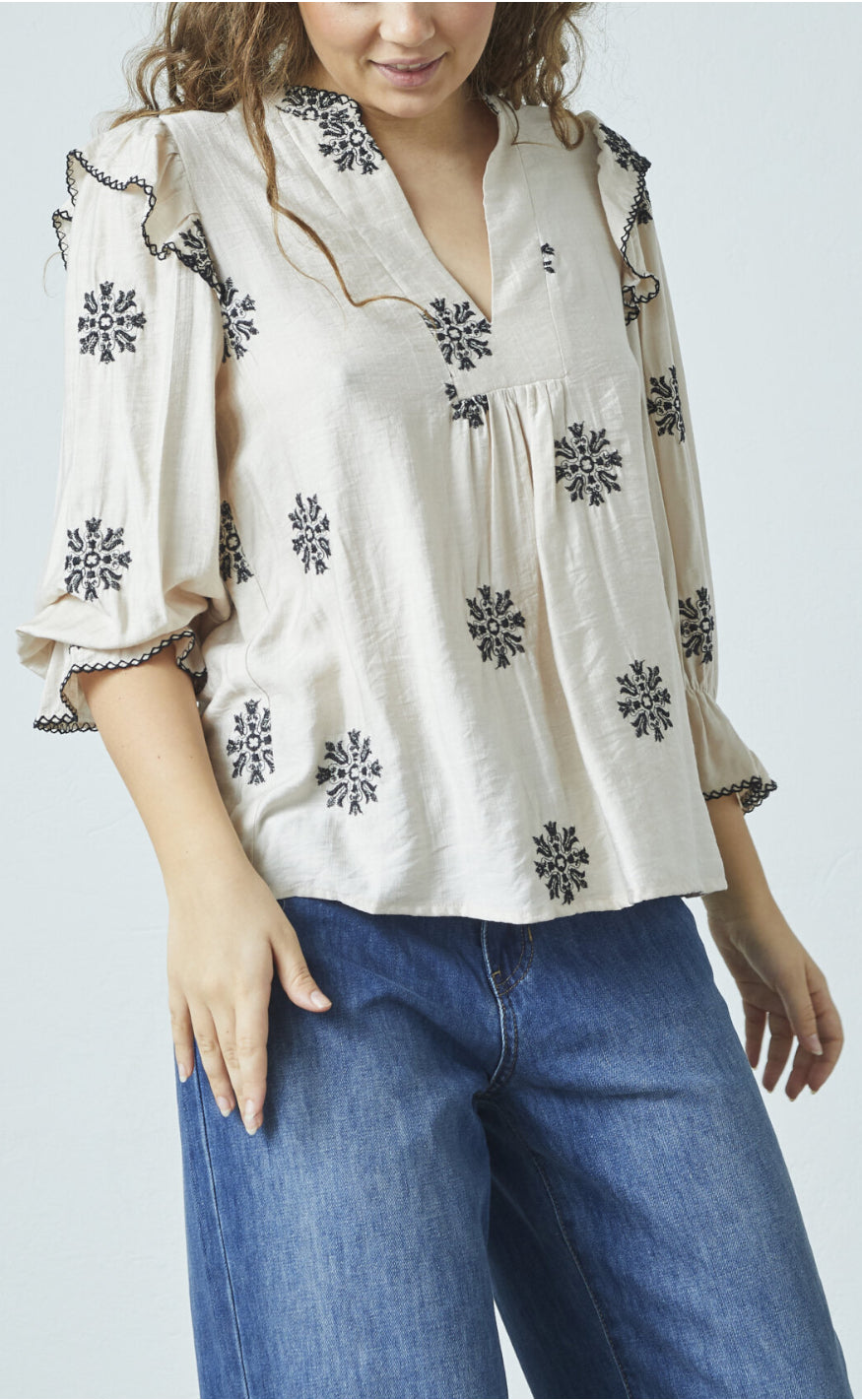 Love & Divine Skjorte - Love1347 - Bamboo/Black Flower