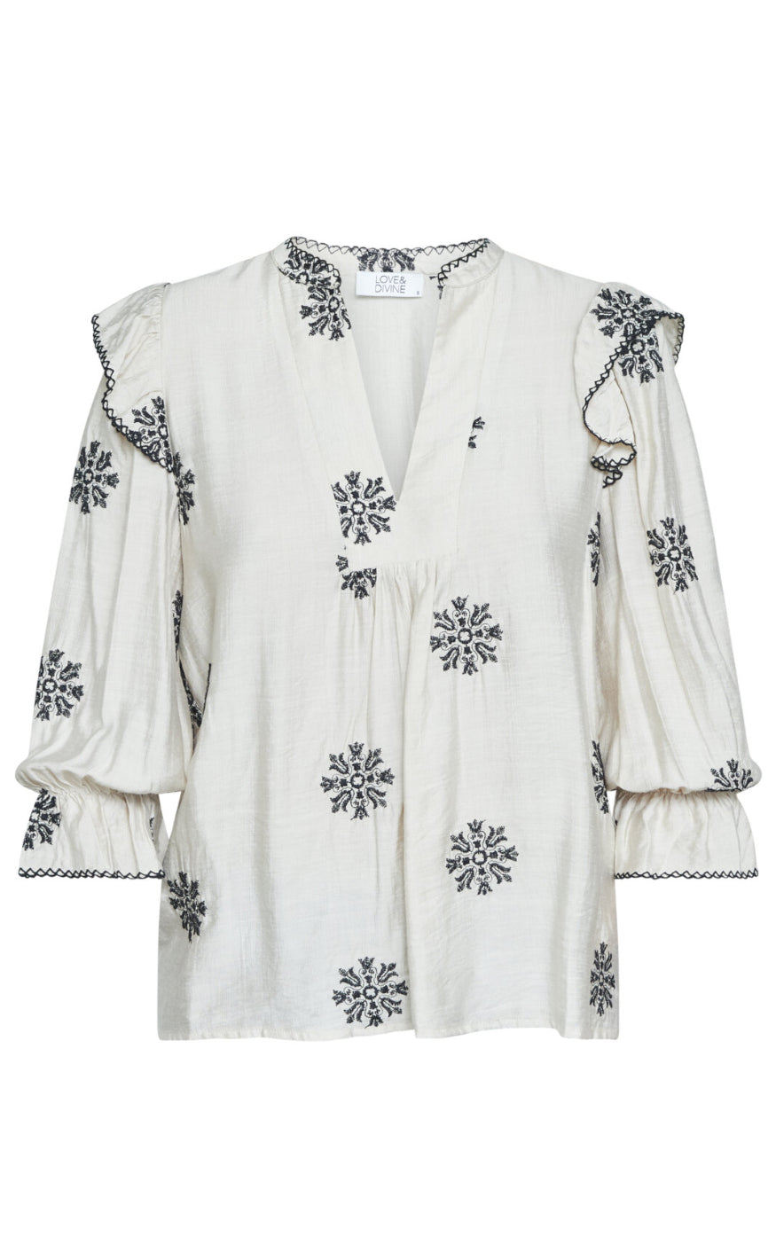 Love & Divine Skjorte - Love1347 - Bamboo/Black Flower