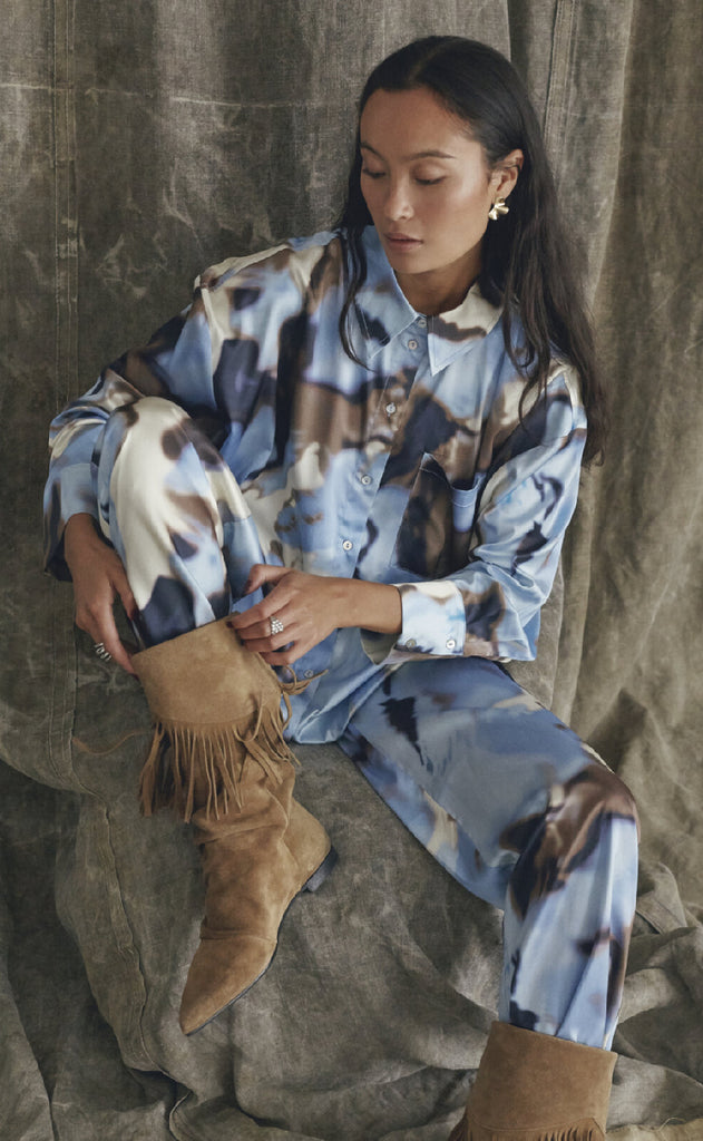 Love & Divine Bukser - Love1024-49 - Blue Waterprint