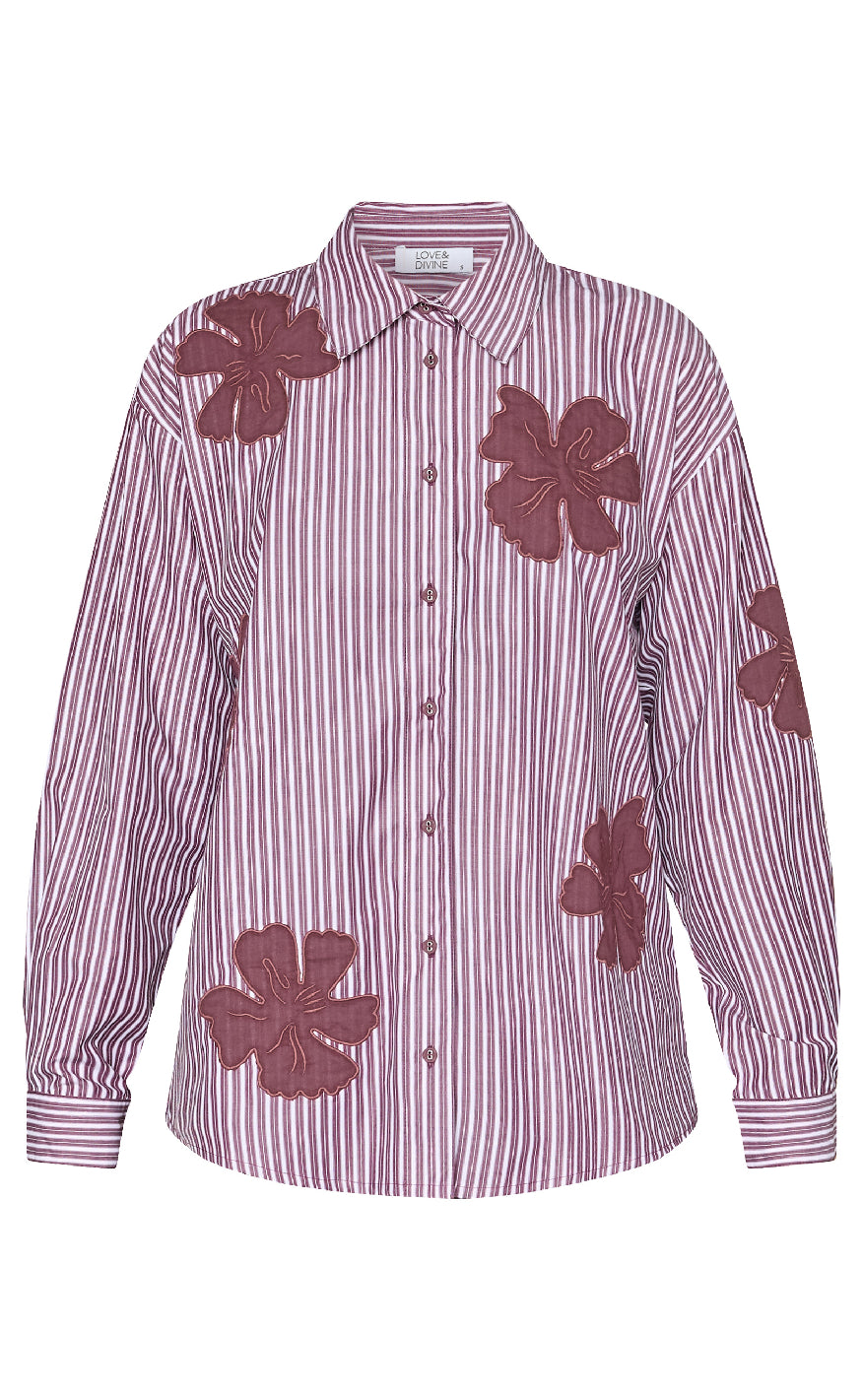 Love & Divine Skjorte - Love1499 - Bordeaux Flower