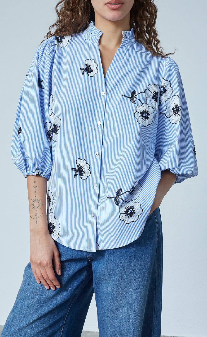 Love & Divine Skjorte - Love456-8 - Stripe/Flower