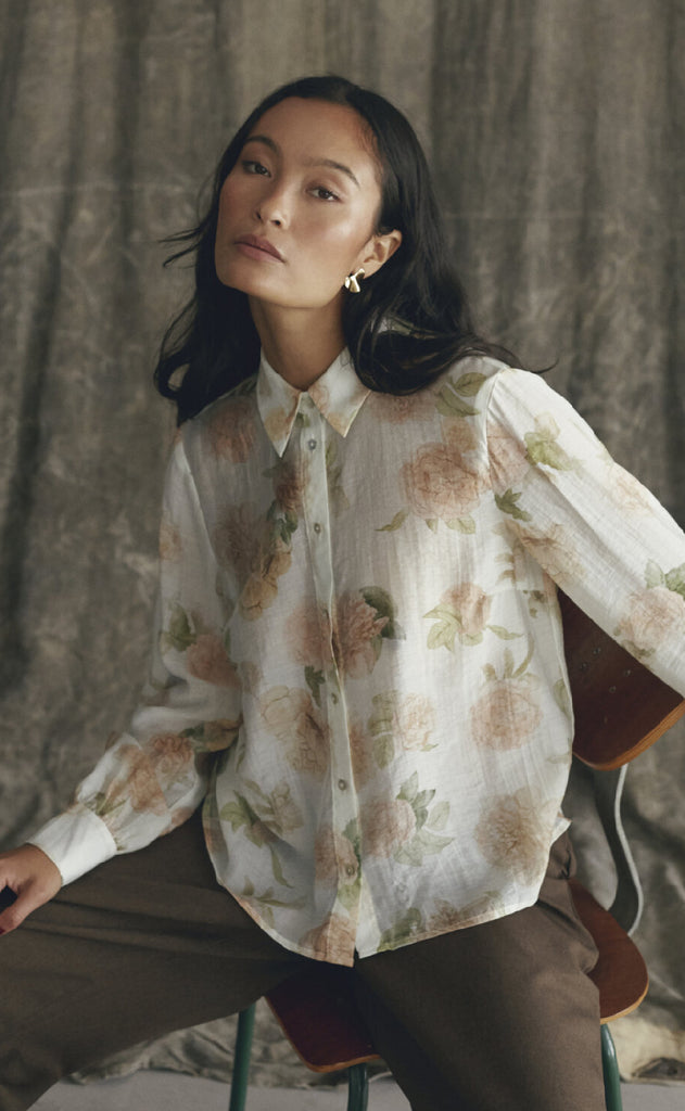 Love & Divine Skjorte - Love919-18 - Cream Flower