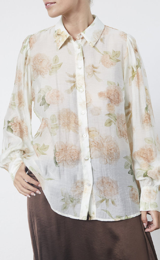 Love & Divine Skjorte - Love919-18 - Cream Flower