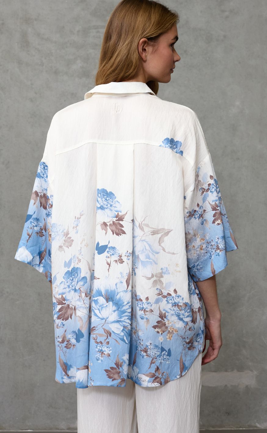 Love & Divine Skjorte - Love971-16 - Blue/Brown Flower