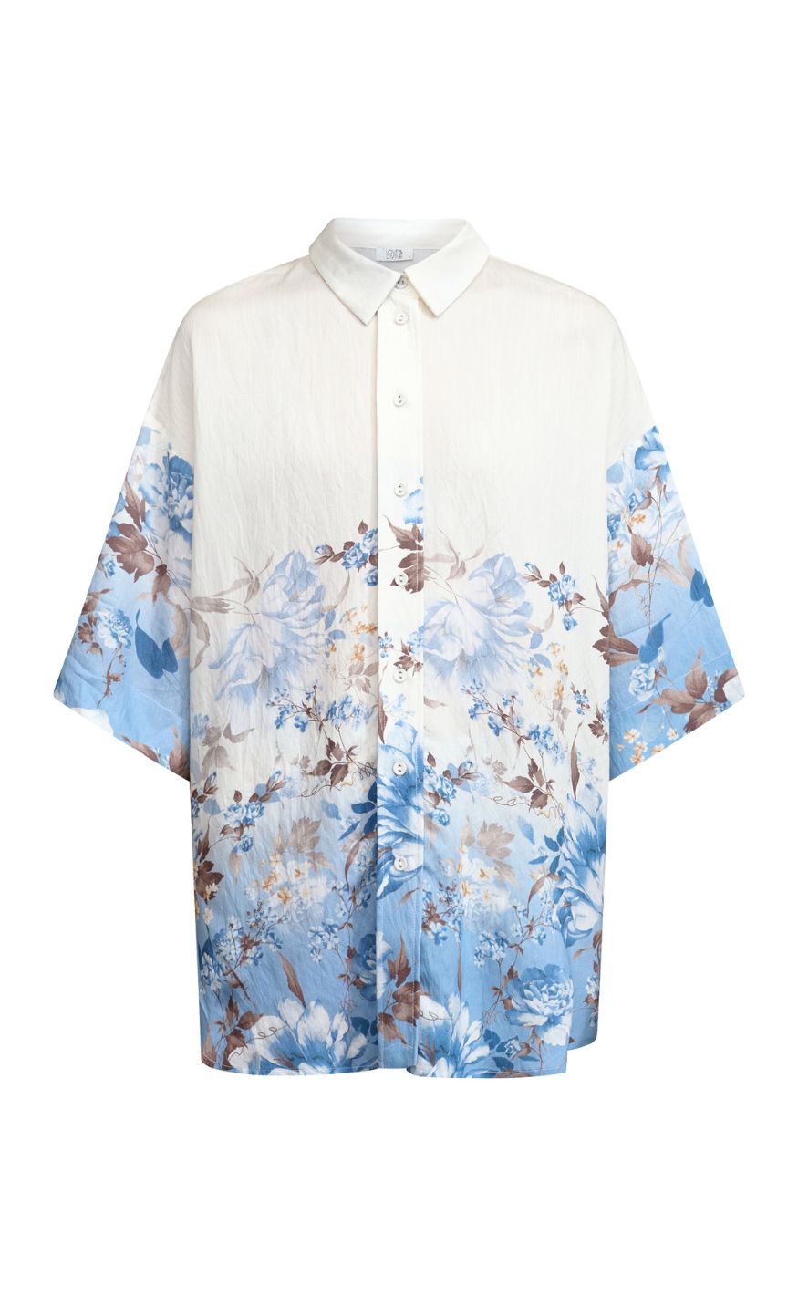 Love & Divine Skjorte - Love971-16 - Blue/Brown Flower