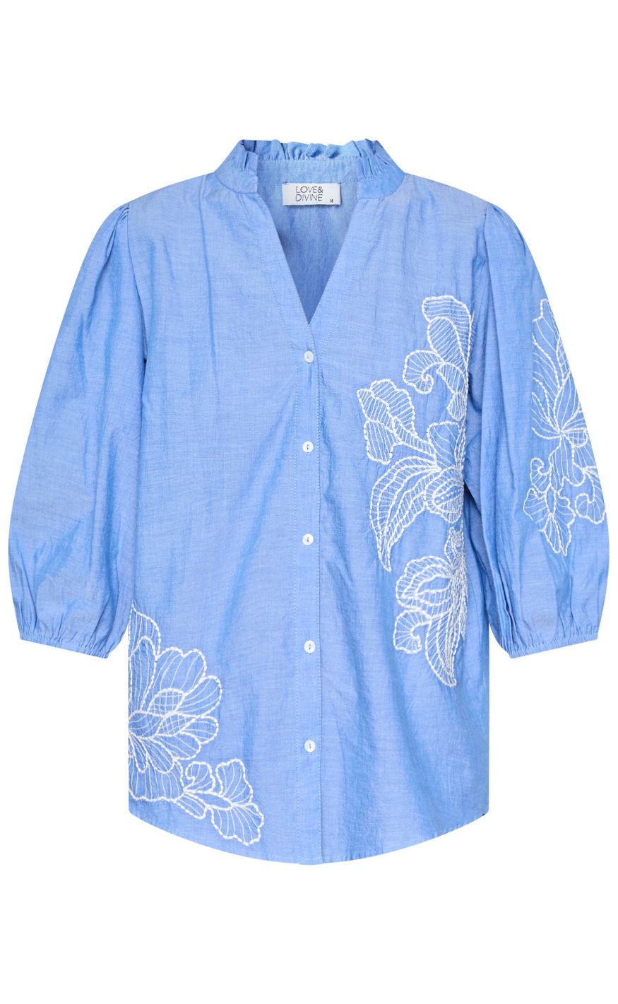Love & Divine Skjorte - love1448 - Blue/Cream