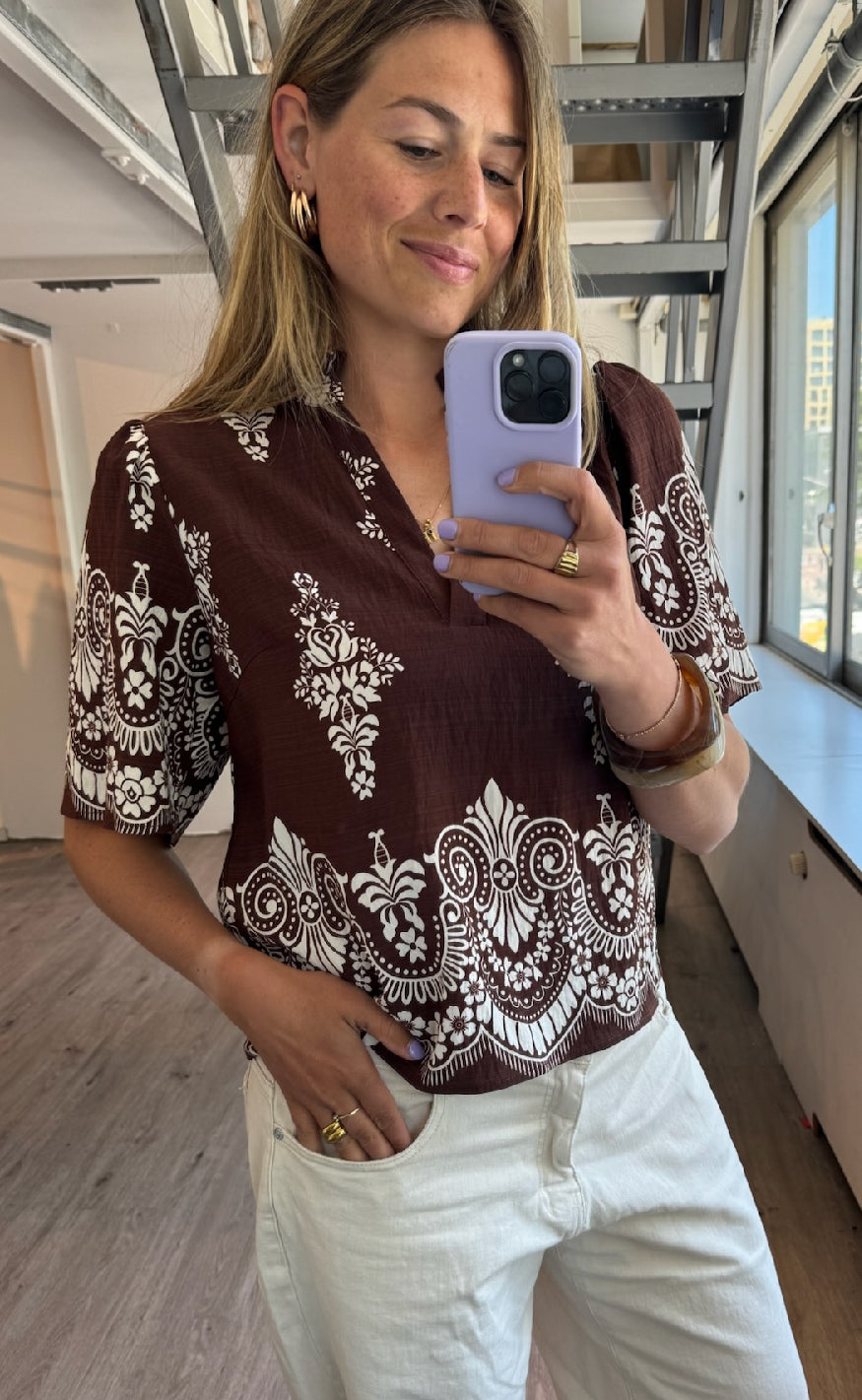 Love & Divine Top - Love1296-2 - Brown/Paisley
