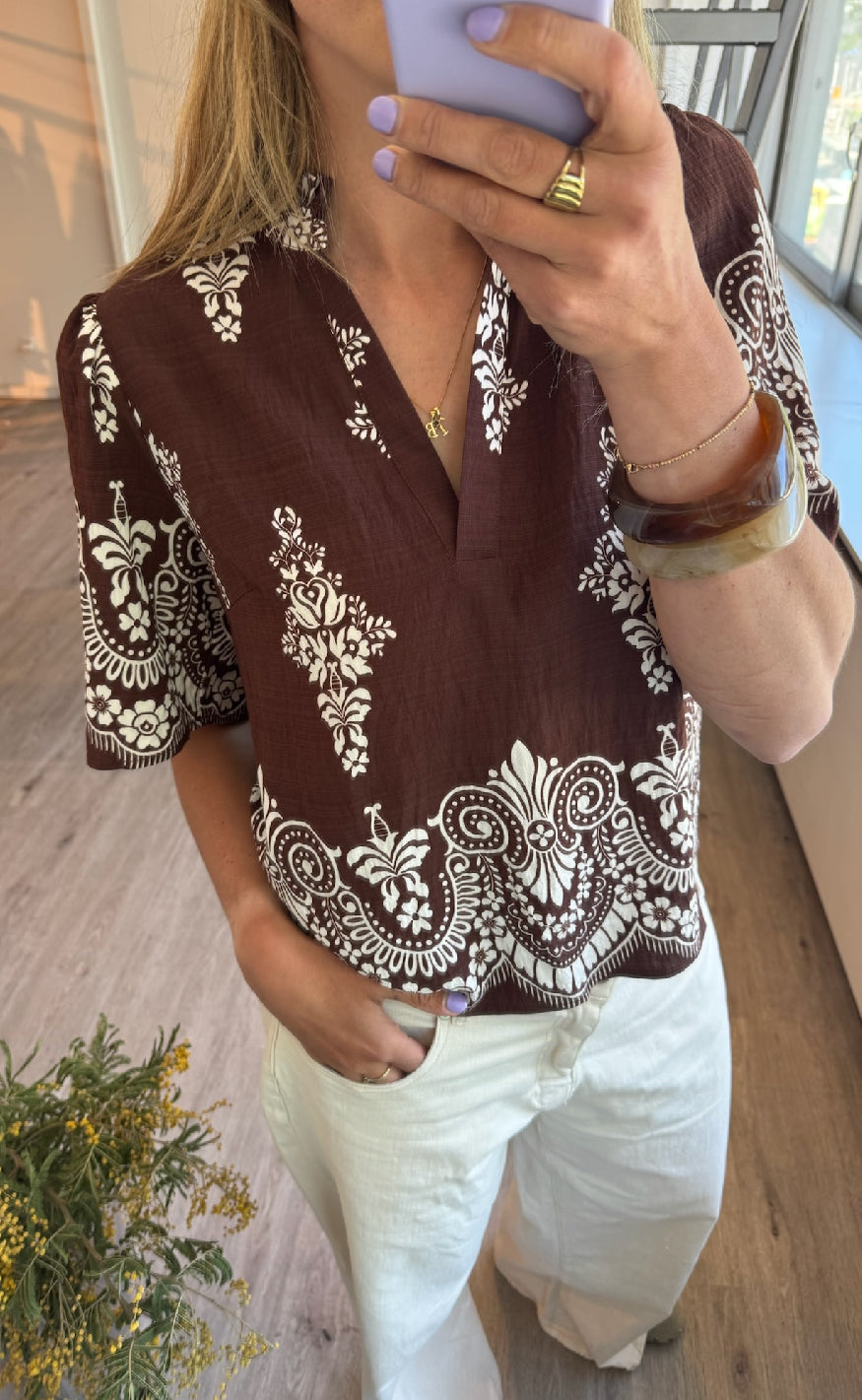 Love & Divine Top - Love1296-2 - Brown/Paisley