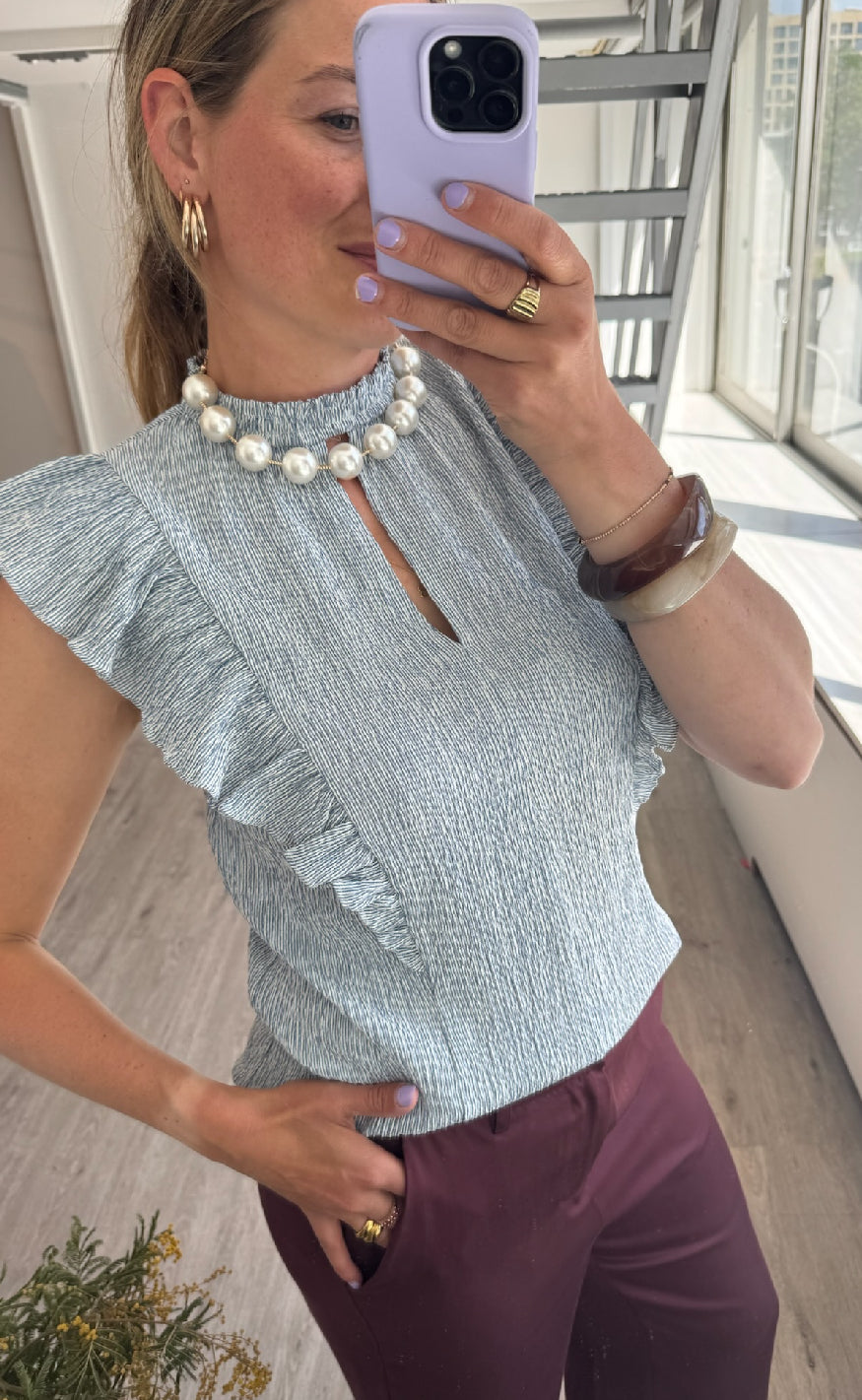 Love & Divine Top - Love1327 - Blue/White Stripe