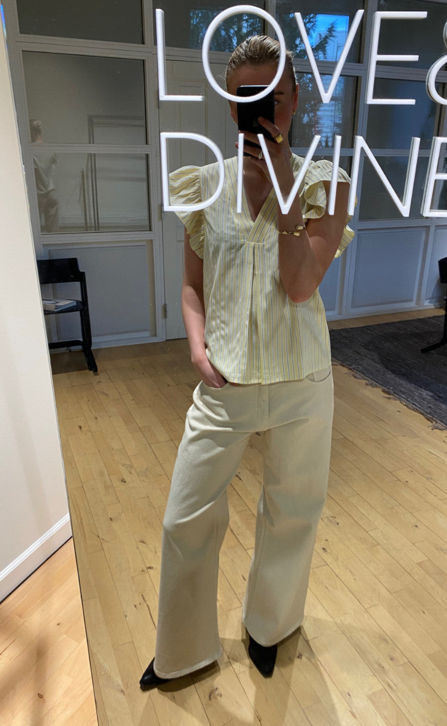 Love & Divine Top - Love1382 - Banana/Stripe