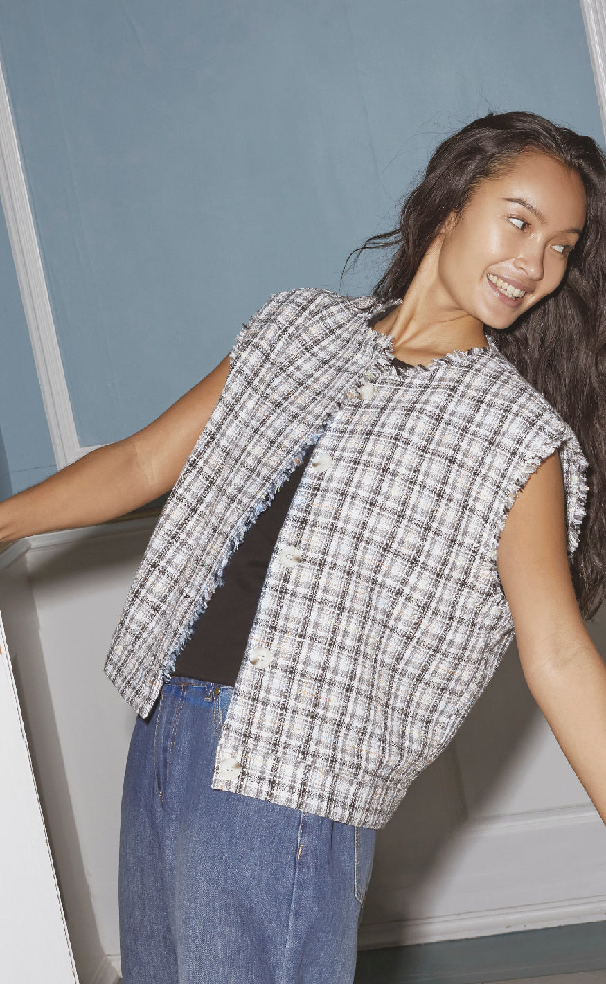 Love & Divine Vest - Love1265 - Grey Check