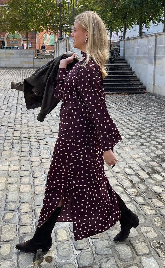 Love&Divine Kjole - Love1421-1 - Bordeaux/Dot