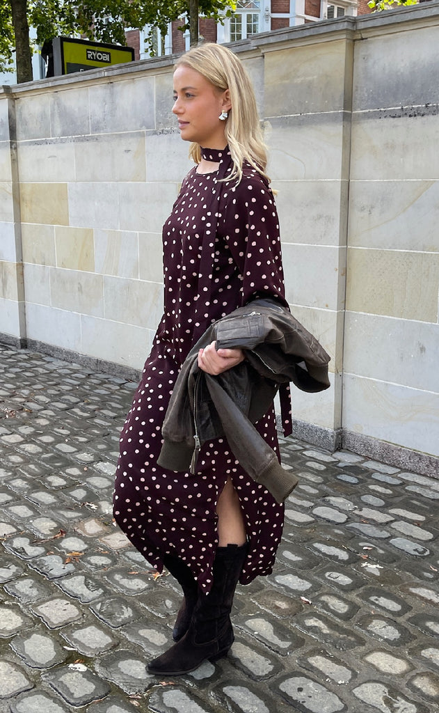 Love&Divine Kjole - Love1421-1 - Bordeaux/Dot