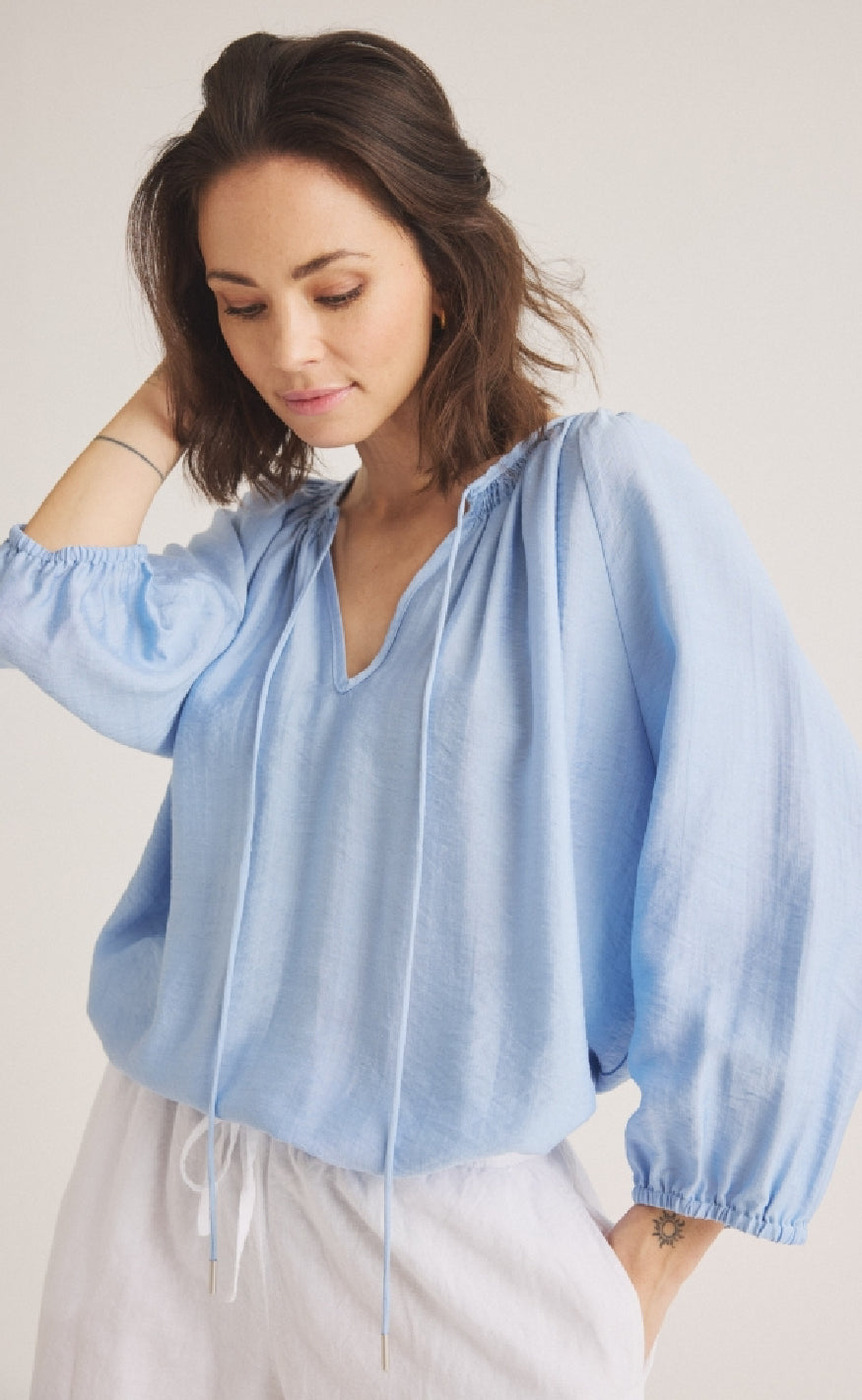 Luxzuz Bluse - Cici - Chambray Blue