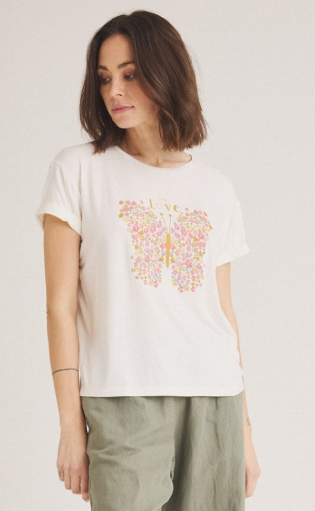 Luxzuz T-shirt - Love - Cream