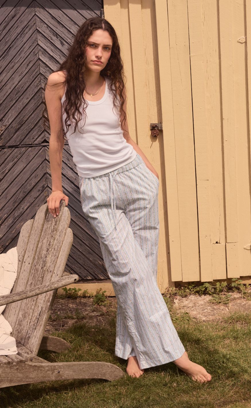 Maanesten Bukser - Heather - Summer Stripe Blue