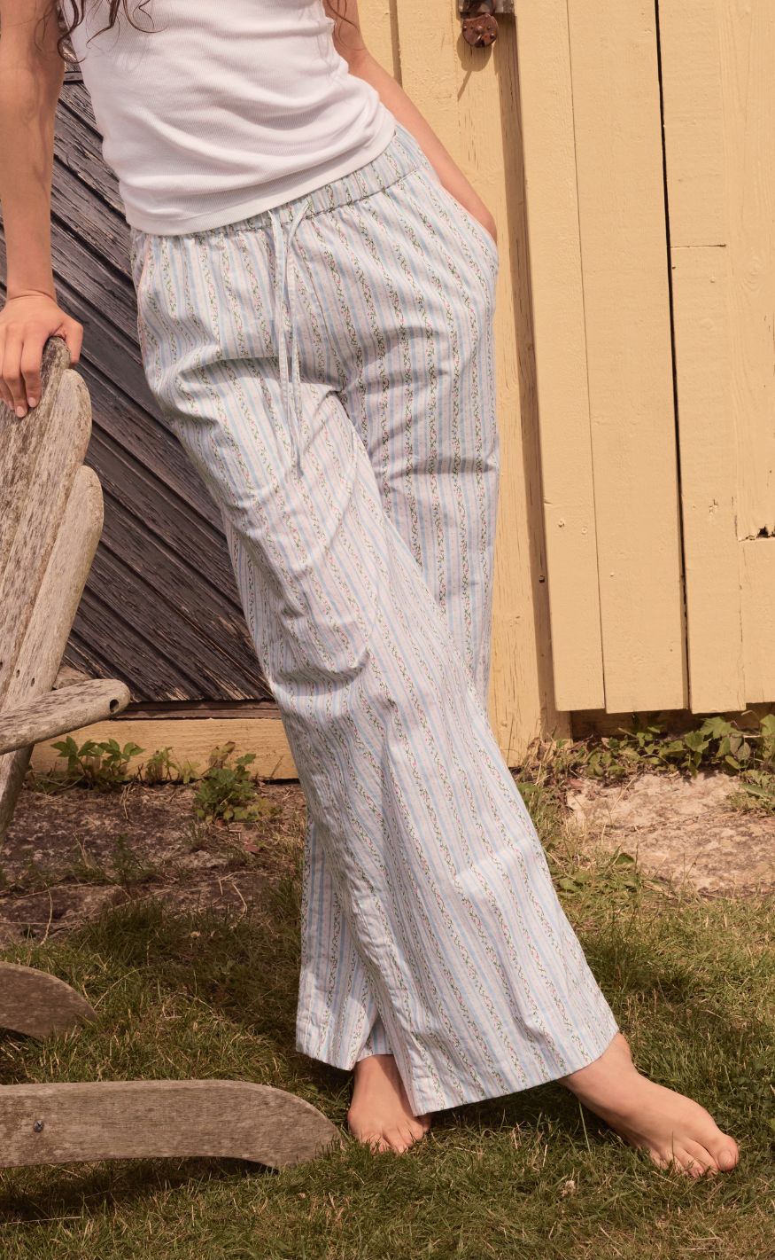 Maanesten Bukser - Heather - Summer Stripe Blue