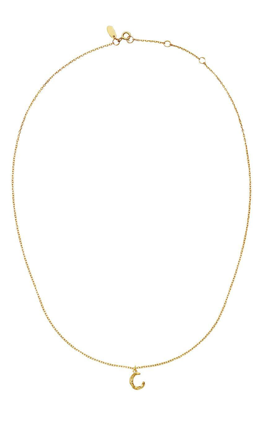 Maanesten Halskæde - C Alphabet - Gold Colour