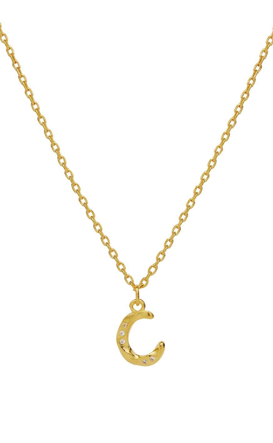 Maanesten Halskæde - C Alphabet - Gold Colour