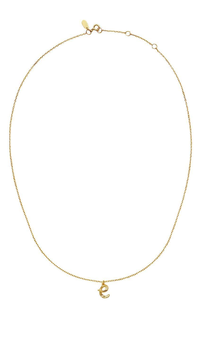 Maanesten Halskæde - E Alphabet - Gold Colour