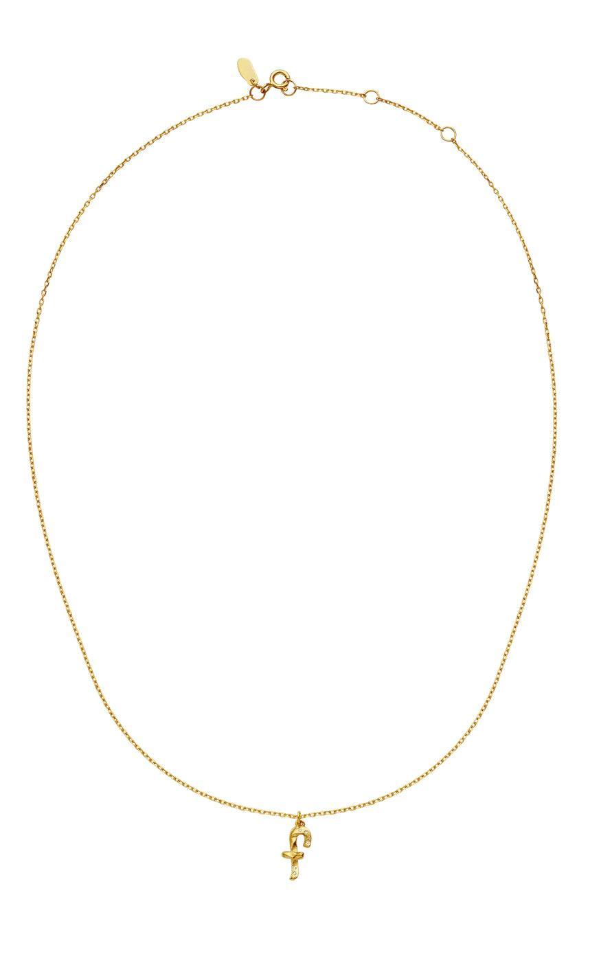 Maanesten Halskæde - F Alphabet - Gold Colour