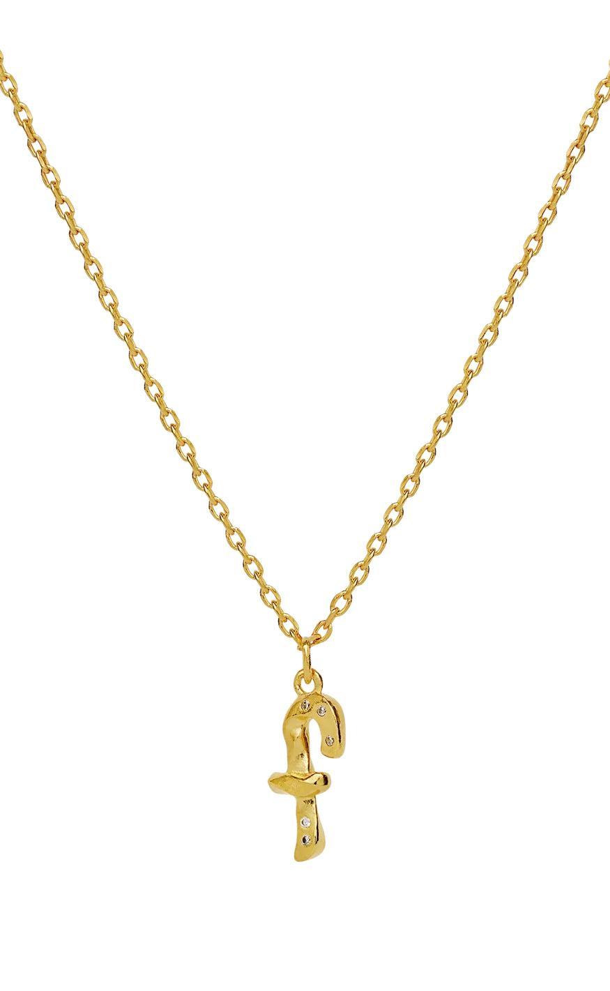 Maanesten Halskæde - F Alphabet - Gold Colour