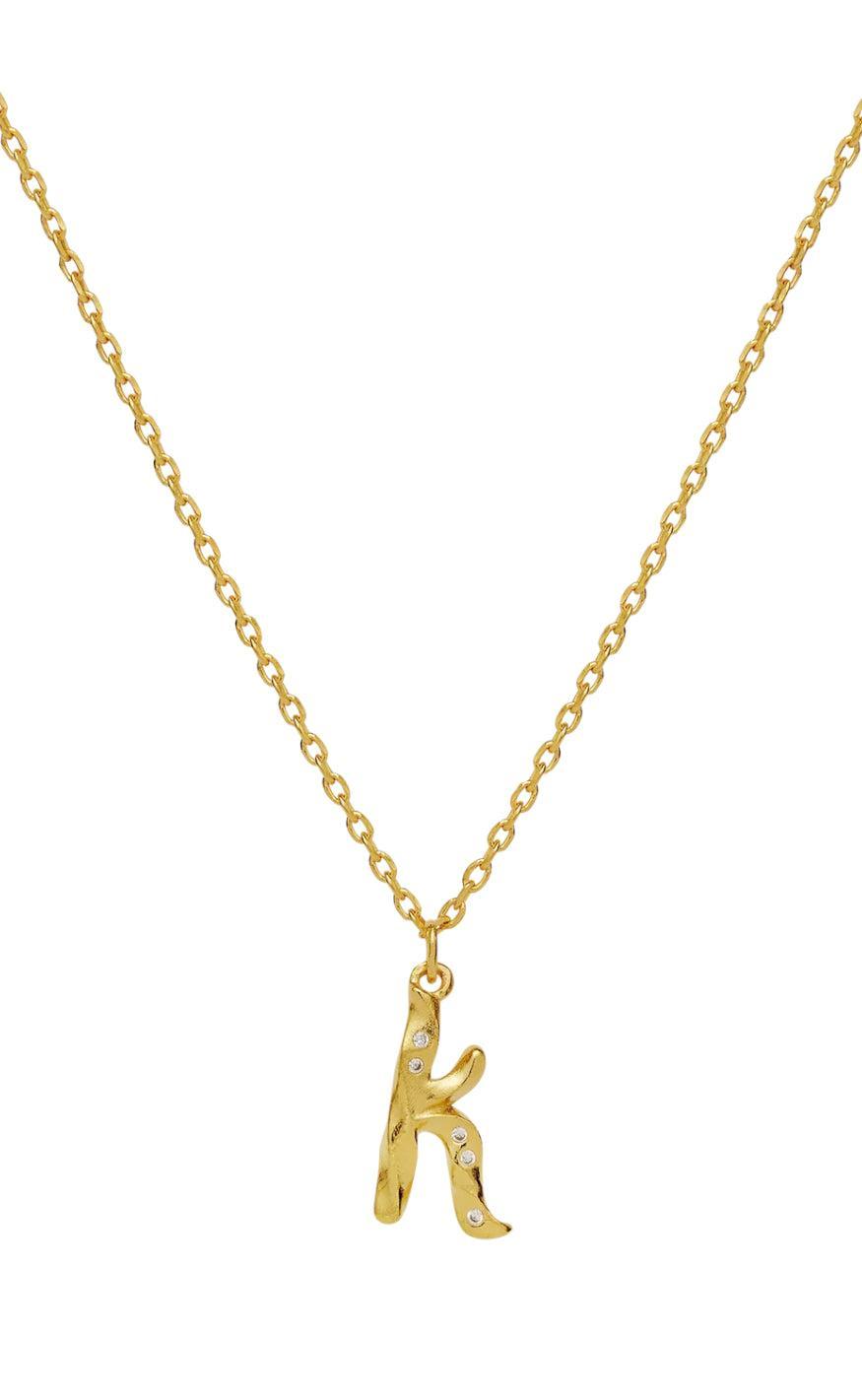 Maanesten Halskæde - K Alphabet - Gold Colour