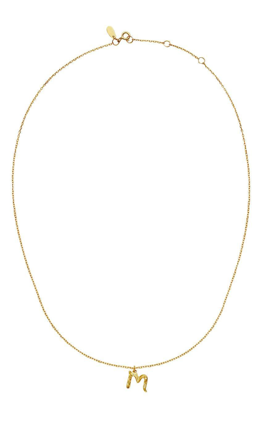 Maanesten Halskæde - M Alphabet - Gold Colour