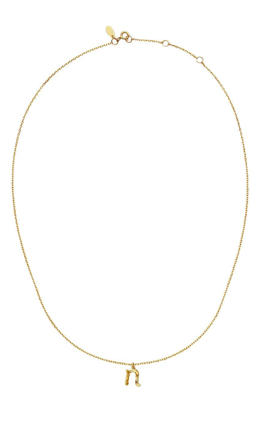 Maanesten Halskæde - N Alphabet - Gold Colour