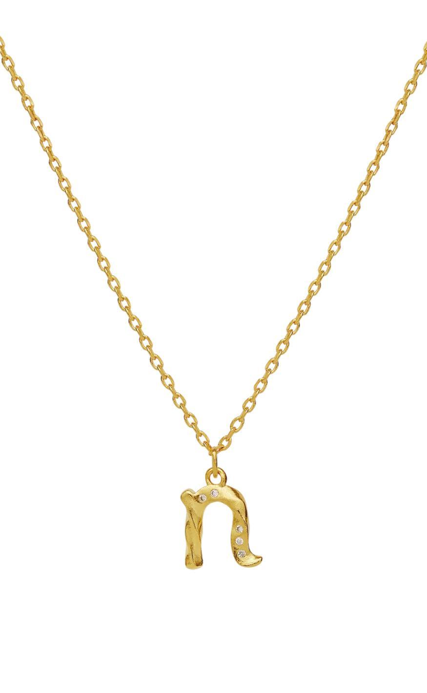 Maanesten Halskæde - N Alphabet - Gold Colour