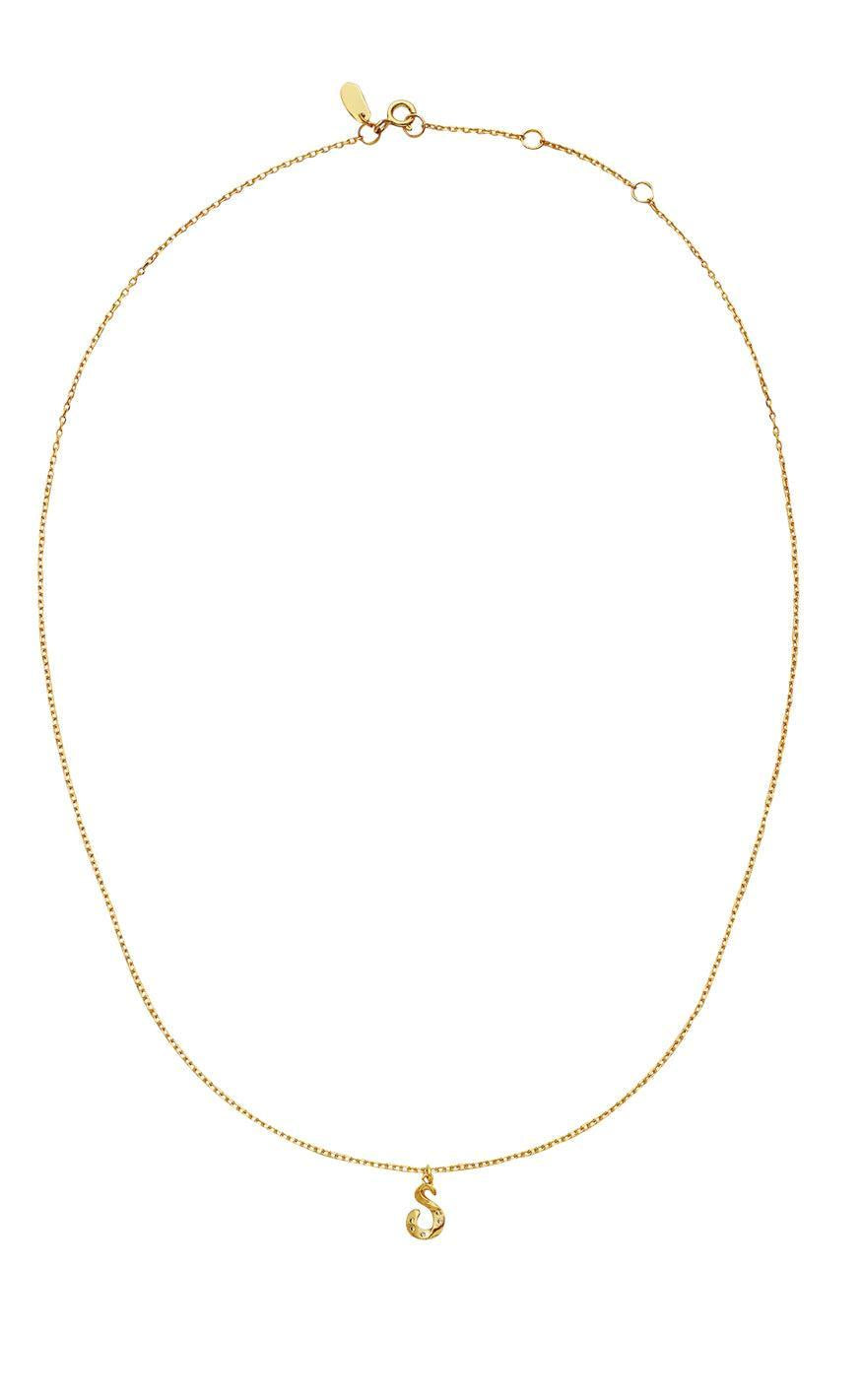 Maanesten Halskæde - S Alphabet - Gold Colour