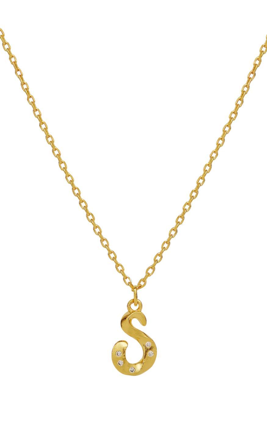 Maanesten Halskæde - S Alphabet - Gold Colour