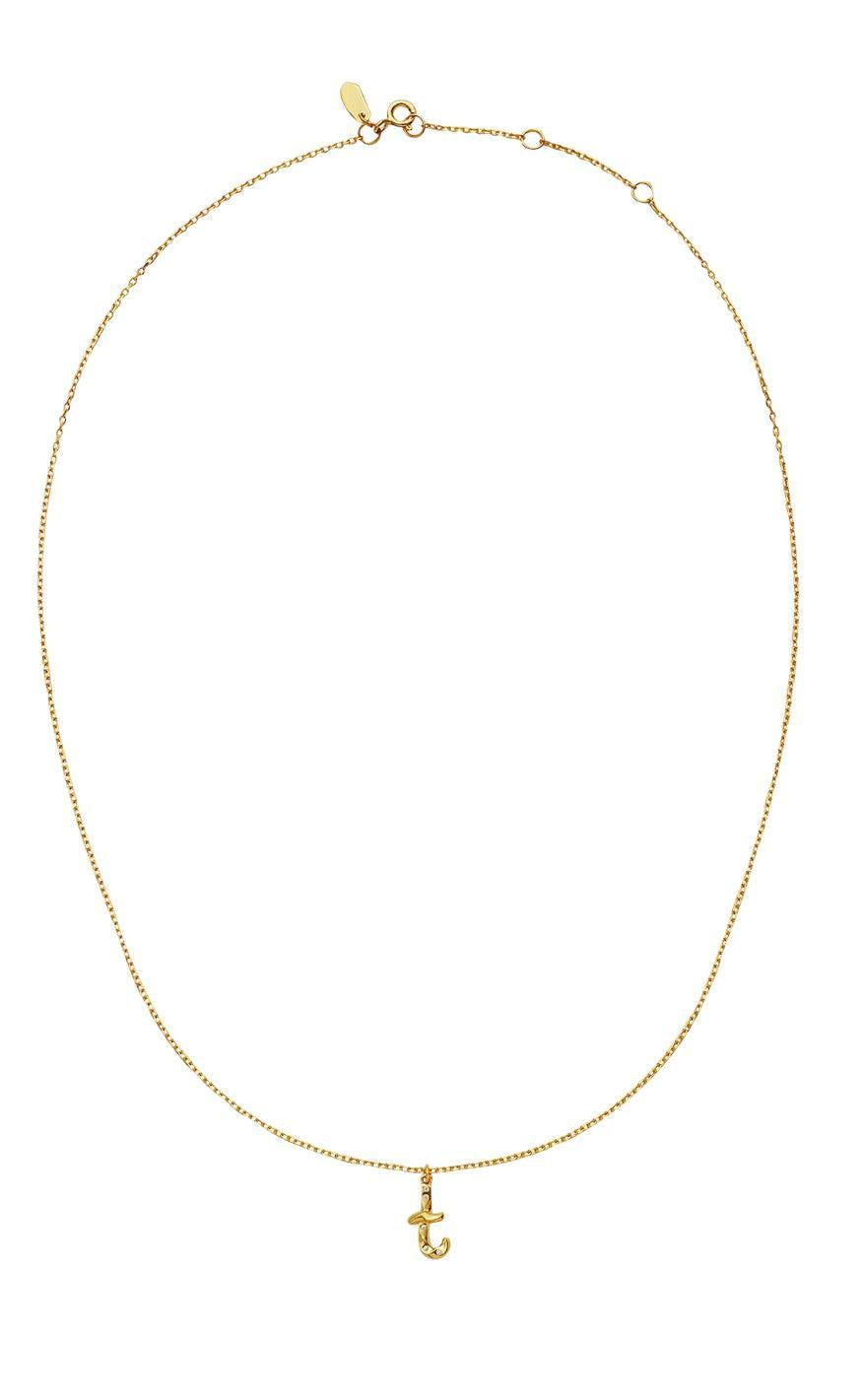 Maanesten Halskæde - T Alphabet - Gold Colour