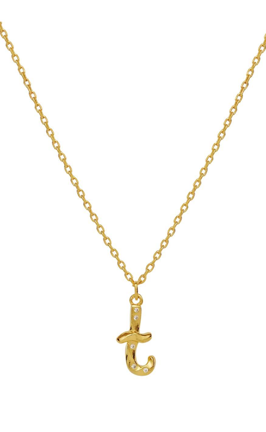 Maanesten Halskæde - T Alphabet - Gold Colour