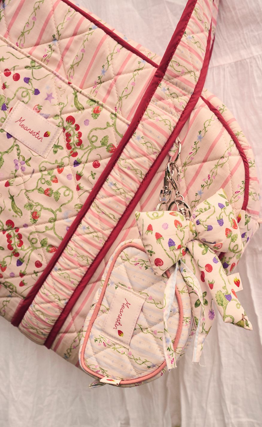 Maanesten Nøglering - Fabric Bow - Garden Magic Ivory