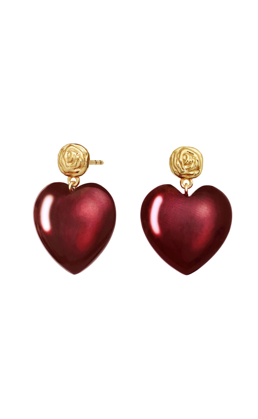 Maanesten Øreringe - Rubina Heart - Red Jade