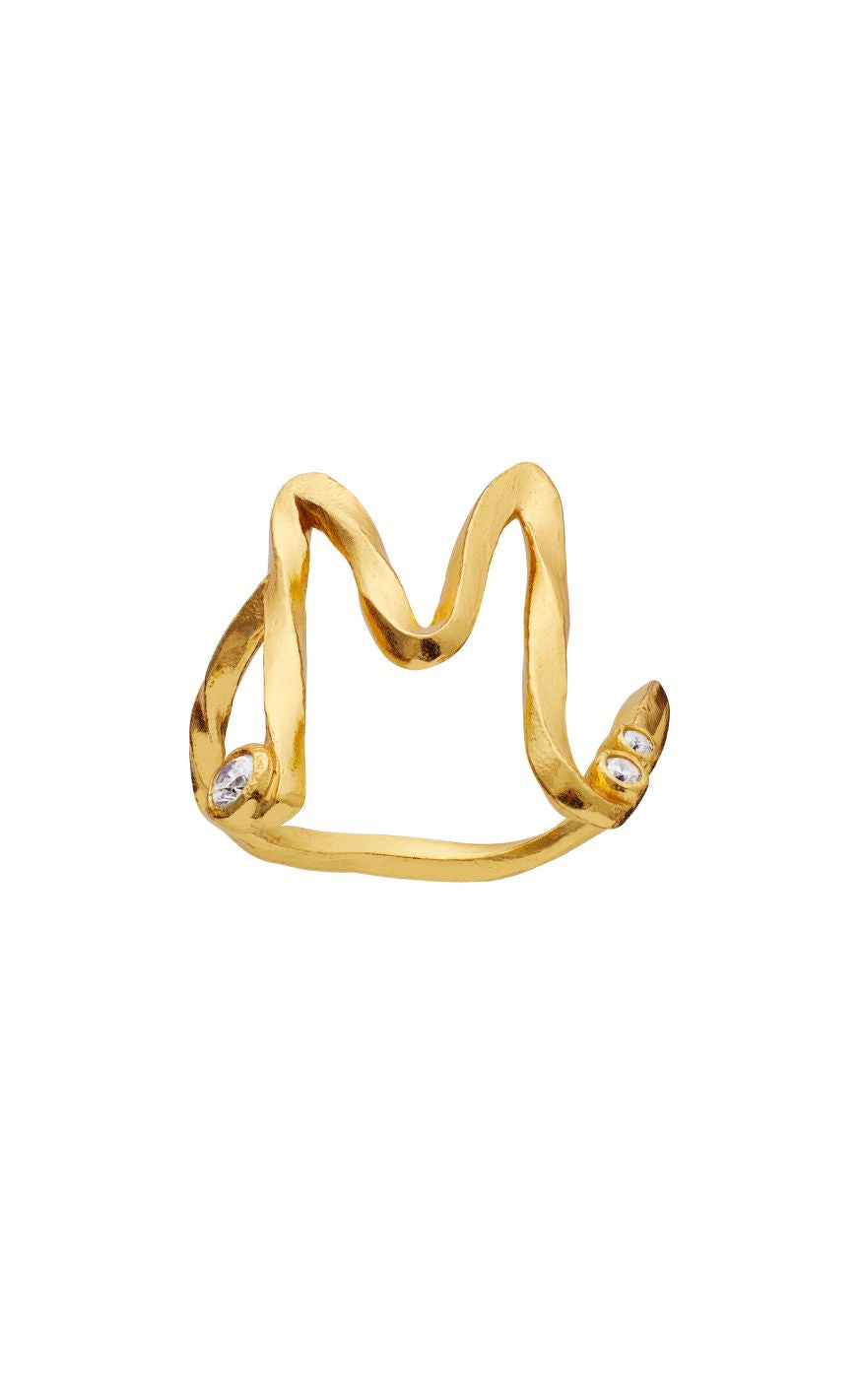 Maanesten Ring - M Alphabet - Gold Colour