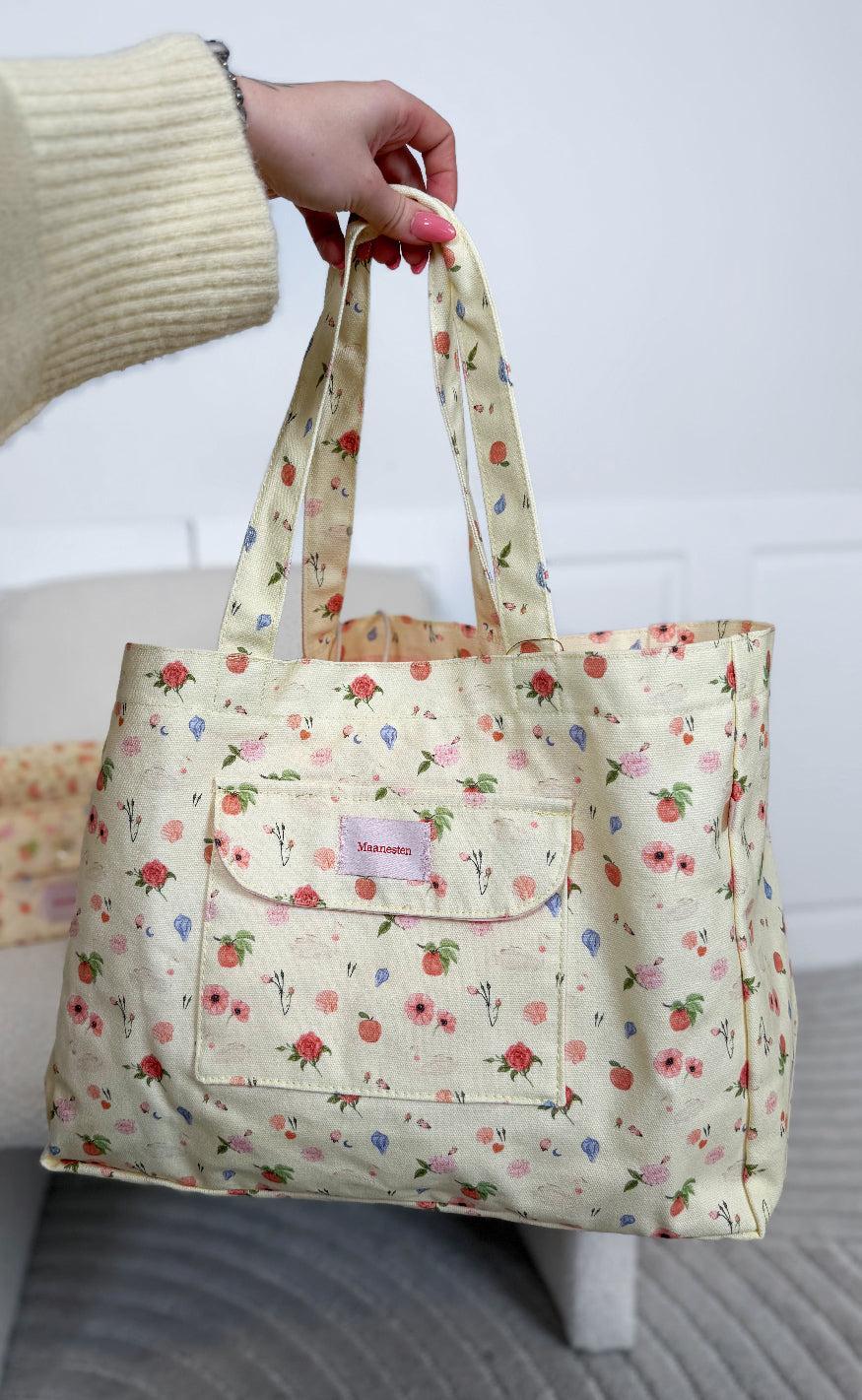Maanesten Totebag - Big Canvas - Roses and Shells