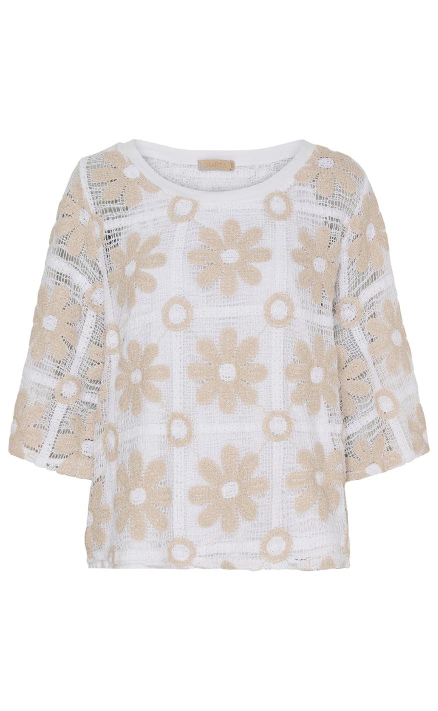 Marta Du Chateau Bluse - 2606 Rose - White/Beige